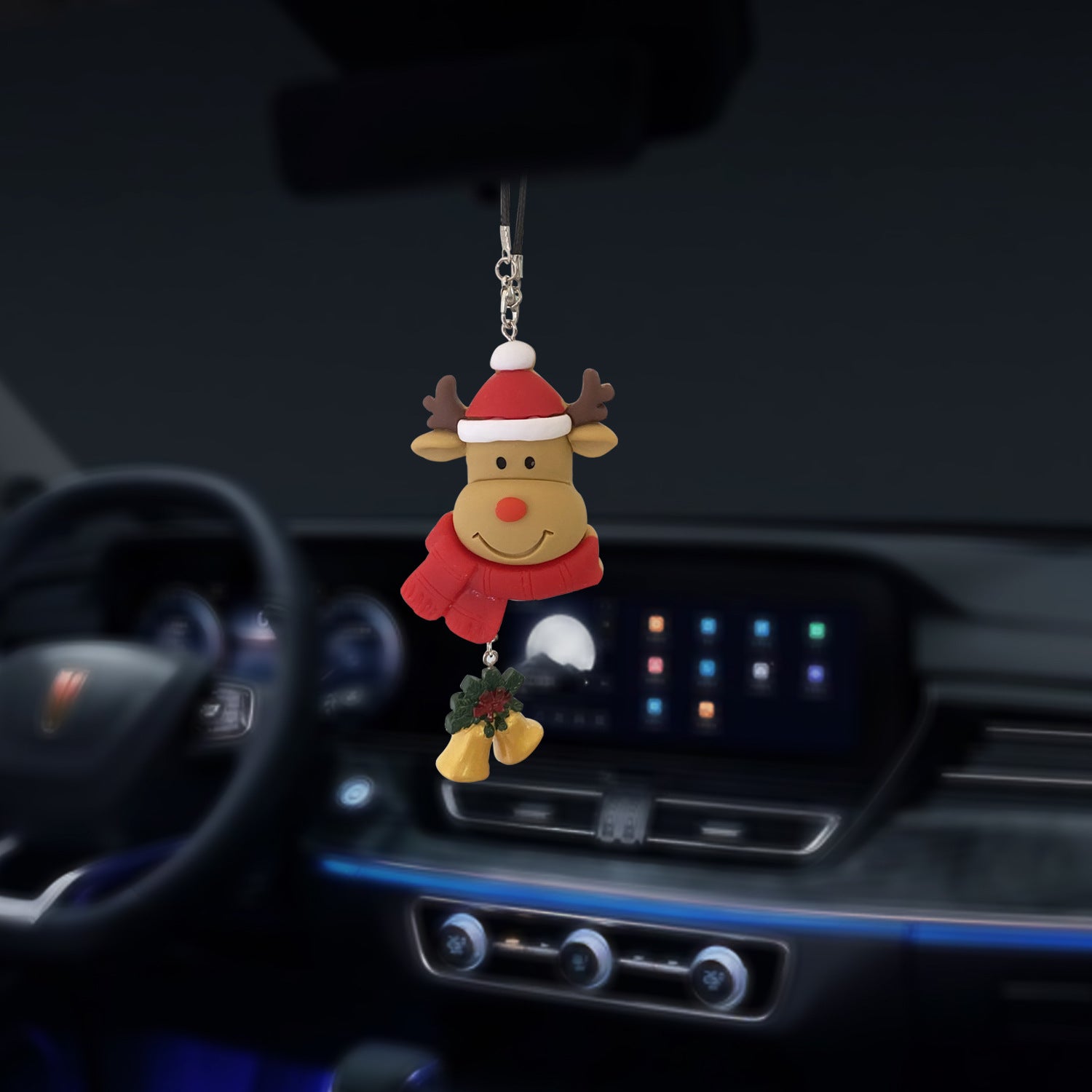 Wholesale Christmas Reindeer Snowman Car Rearview Mirror Decoration Pendant